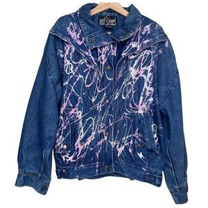 Hot Spices Vintage Sparkle Paint Jean Jacket Sz Med